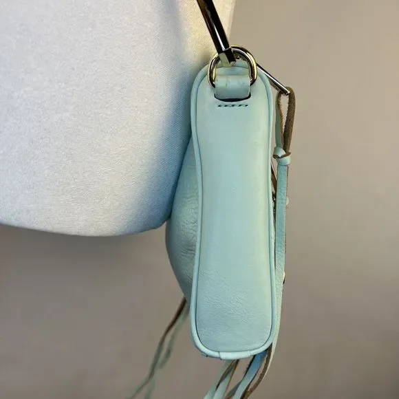 Rebecca Minkoff Crossbody Mini Bag Leather Purse Studded 5 Zip Mint Clutch Tote - Picture 15 of 16